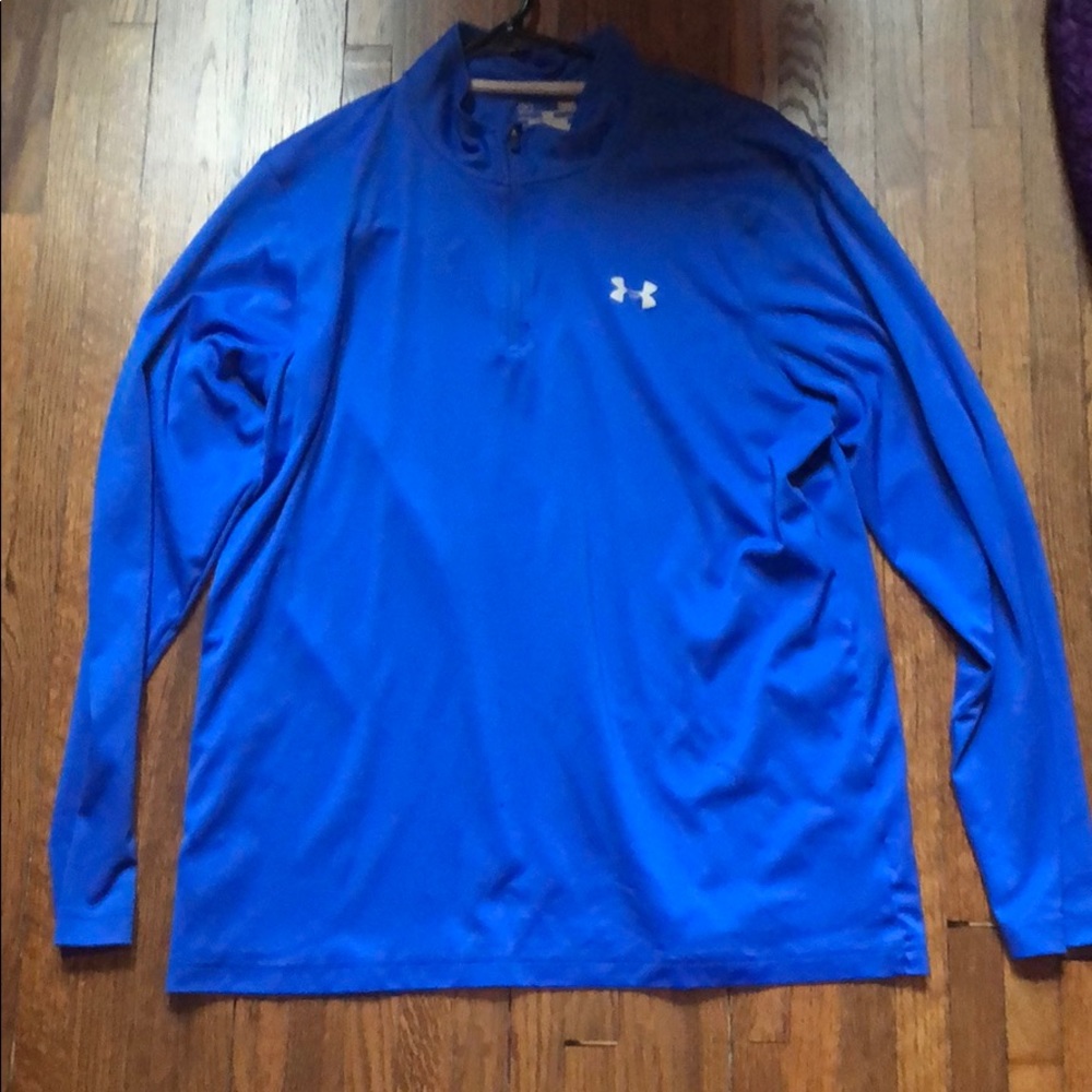 Under Aron our blue 1/4 zip jacket
